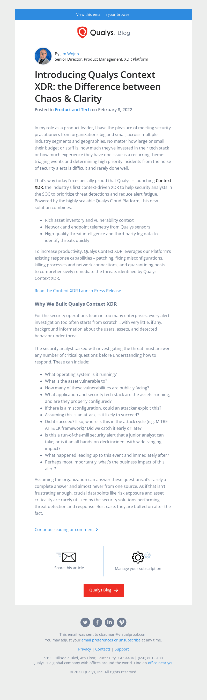 Read the latest post - Introducing Qualys Context XDR: the Difference between Chaos & Clarity