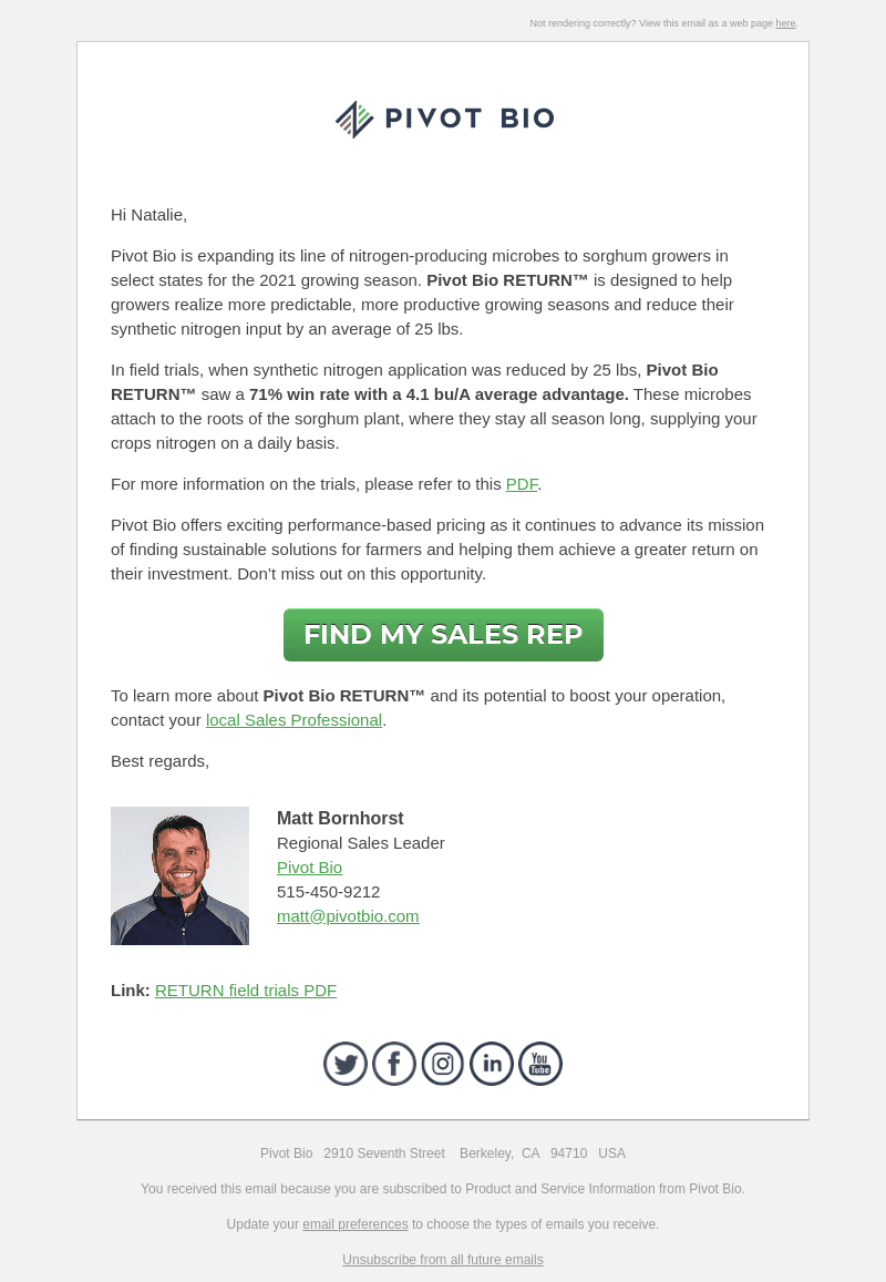 Pivot Bio email from Thu, Mar 3, 2022