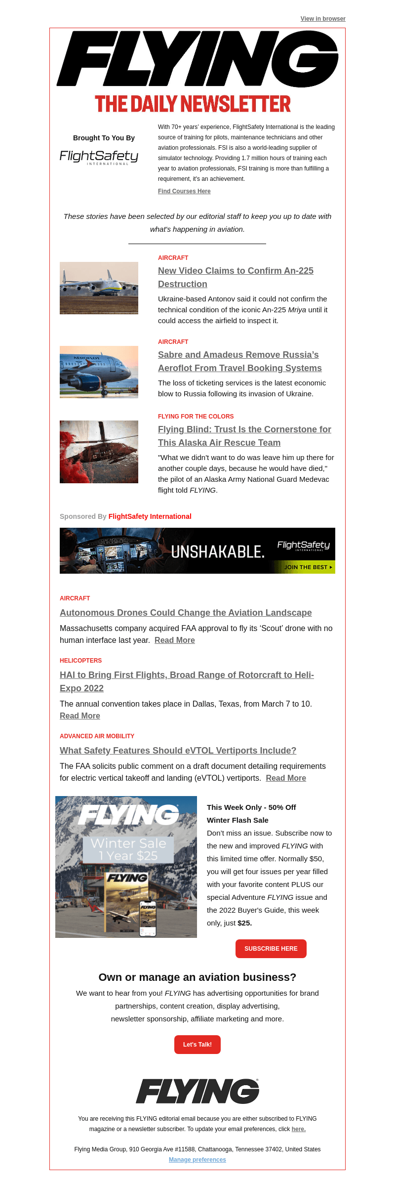 Flying Magazine email from Fri, Mar 4, 2022