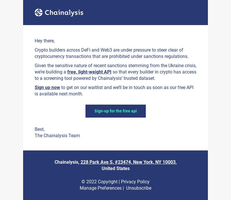 Free Sanctions Screening API — get on the waitlist