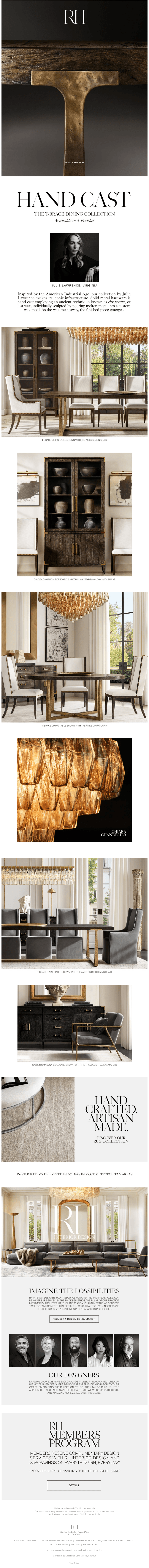 The T-Brace Dining Table. Enduring Craftsmanship in Hand-Cast Brass & Solid Oak.