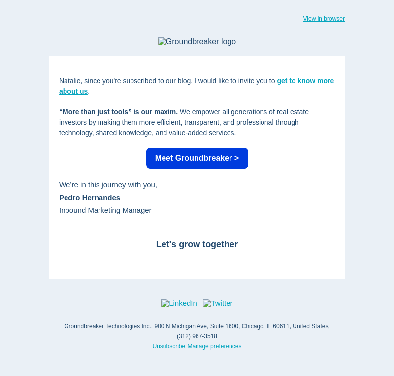 Groundbreaker email from Fri, Apr 1, 2022