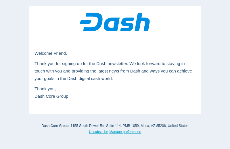 Welcome to the Dash Newsletter!