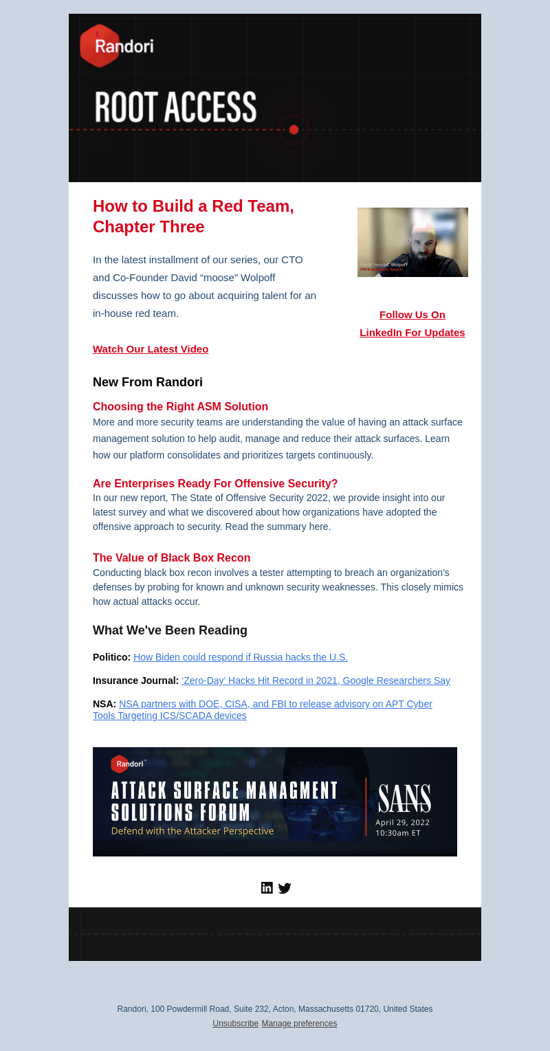 Randori email from Thu, Apr 21, 2022