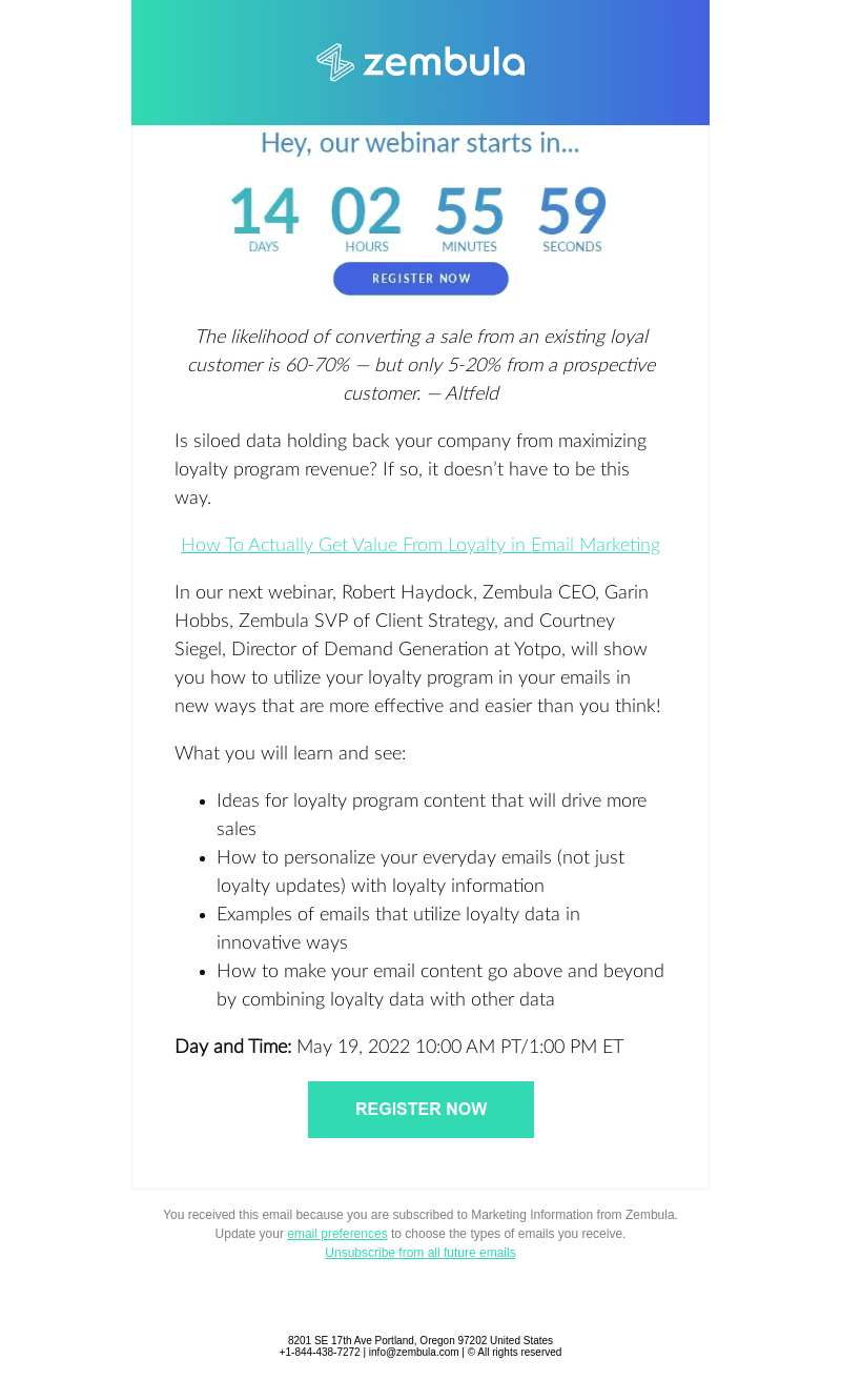 Zembula email from Thu, May 5, 2022
