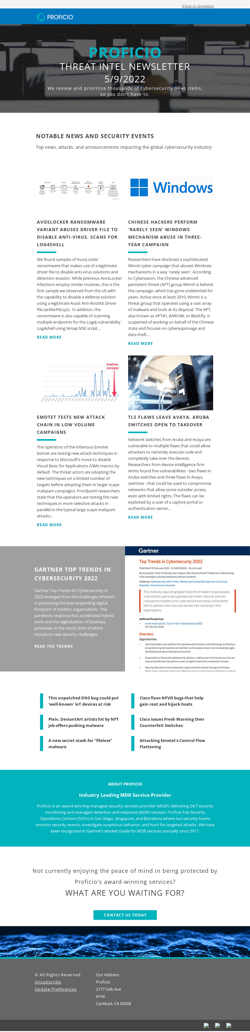Proficio Threat Intel Newsletter 5.9.22