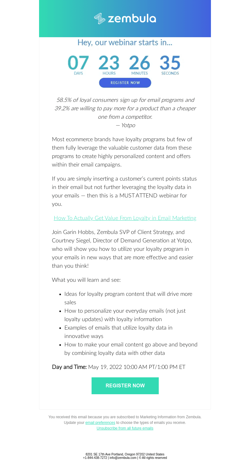 Zembula email from Wed, May 11, 2022