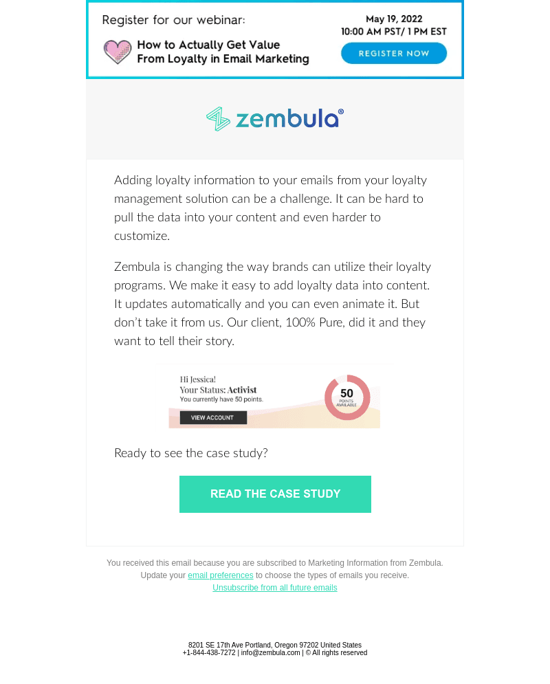 Zembula email from Tue, May 17, 2022