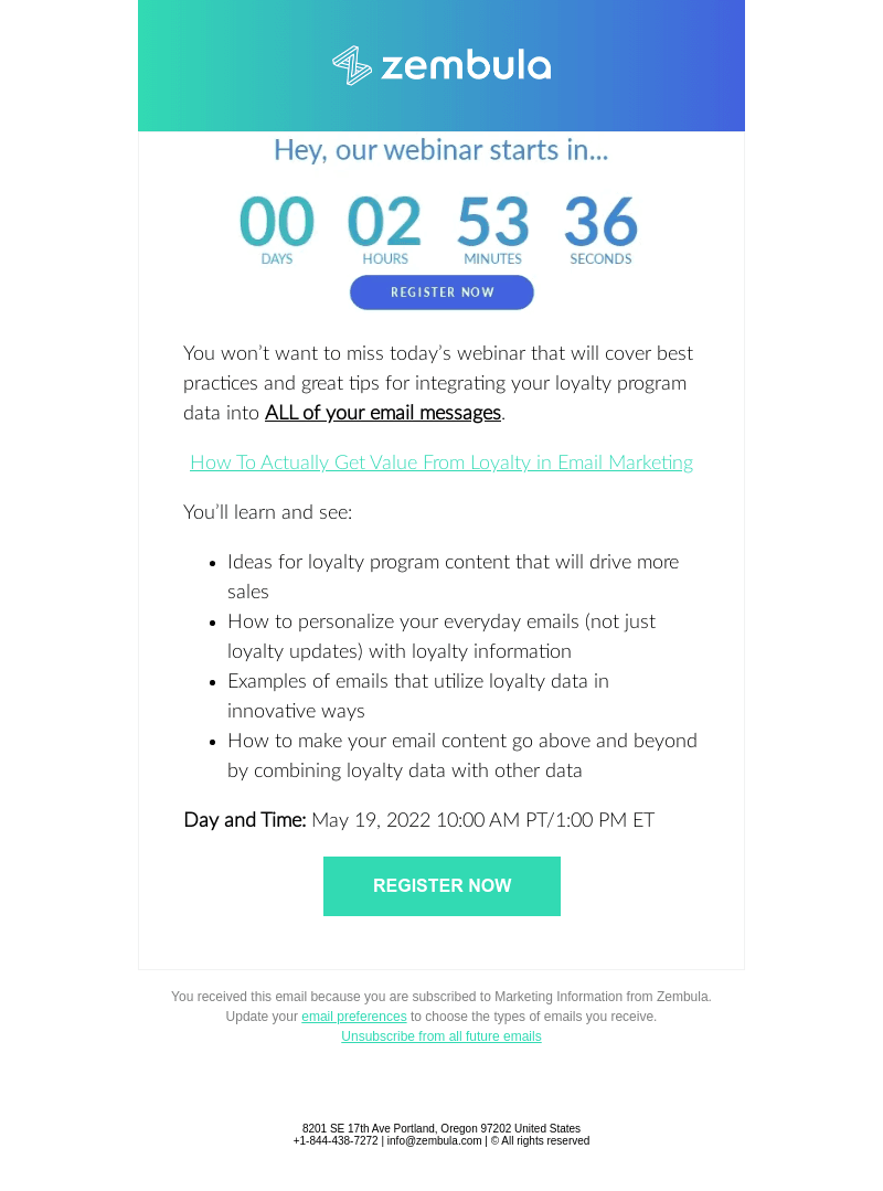 Zembula email from Thu, May 19, 2022