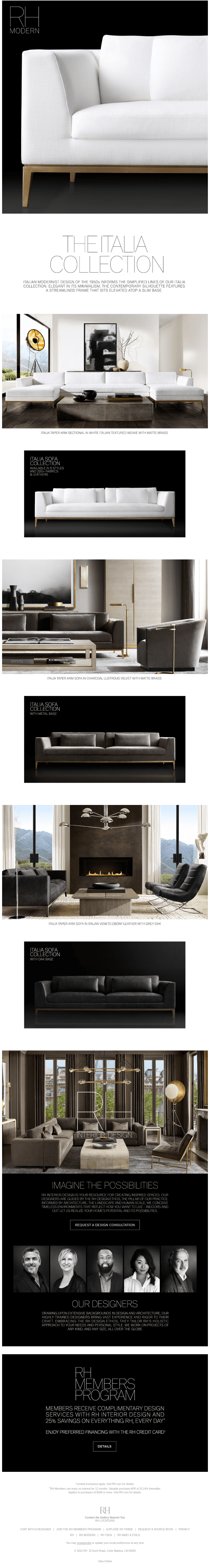 The Italia Sofa Collection. A Streamlined Silhouette.