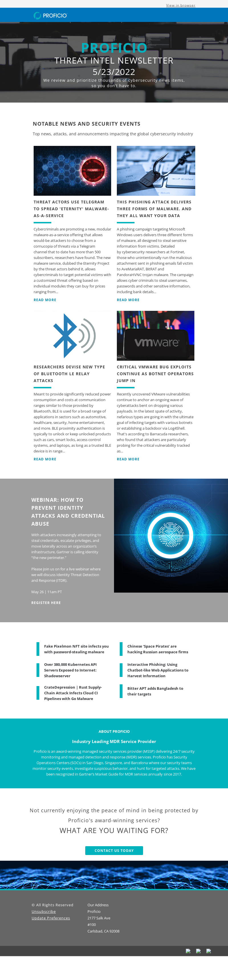 Proficio Threat Intel Newsletter 5.23.22