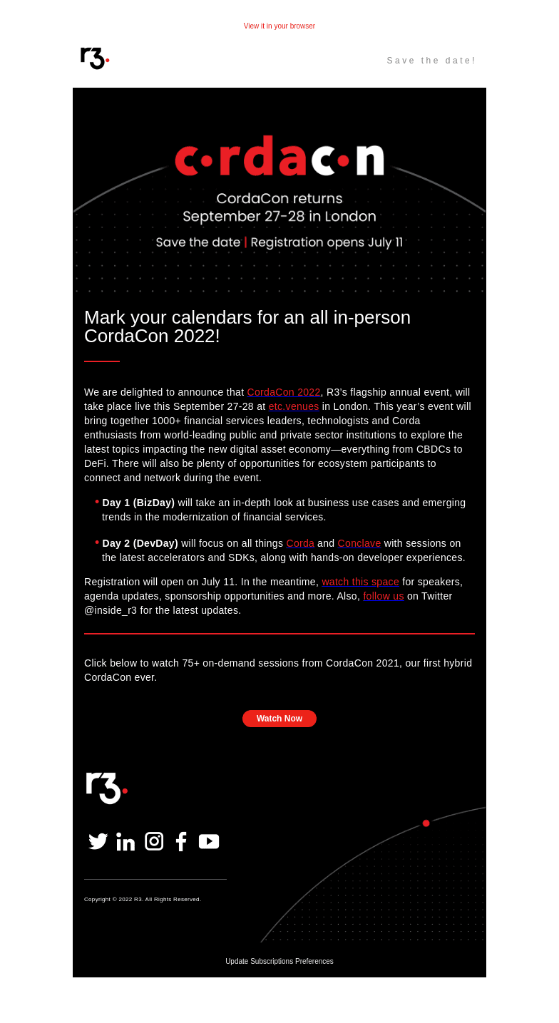 CordaCon returns September 27-28.