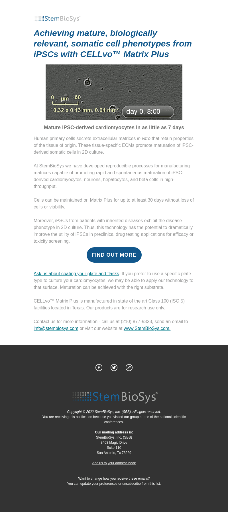 StemBioSys email from Fri, Jun 10, 2022