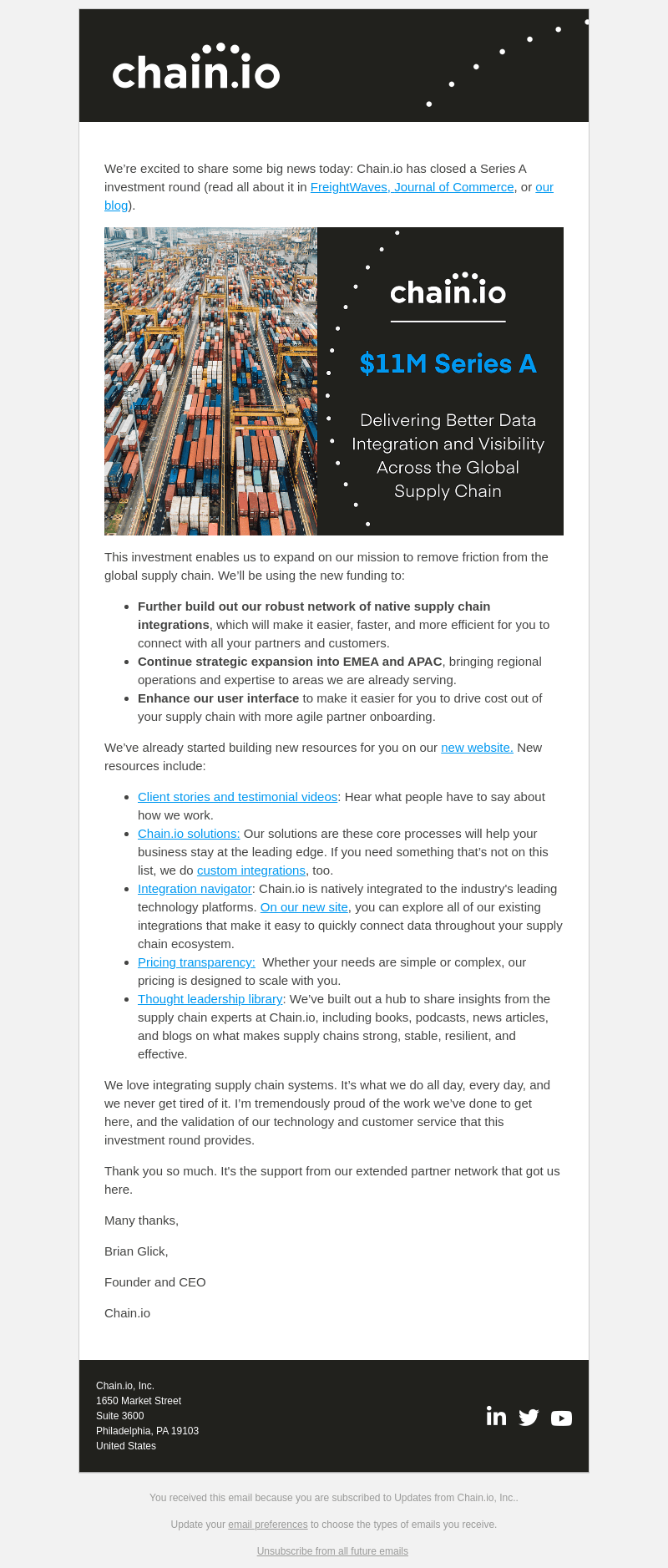 big announcements from Chain.io!