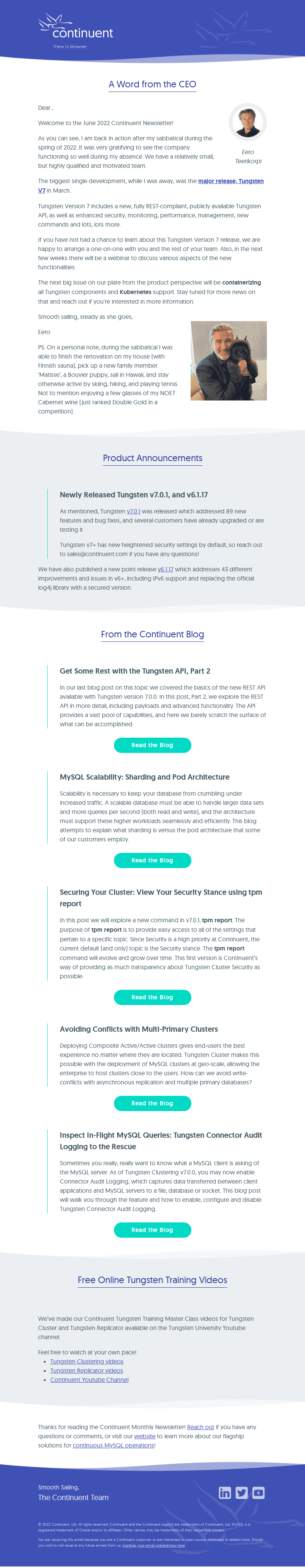 Continuent Newsletter: Containerization and Other Developments in the Works