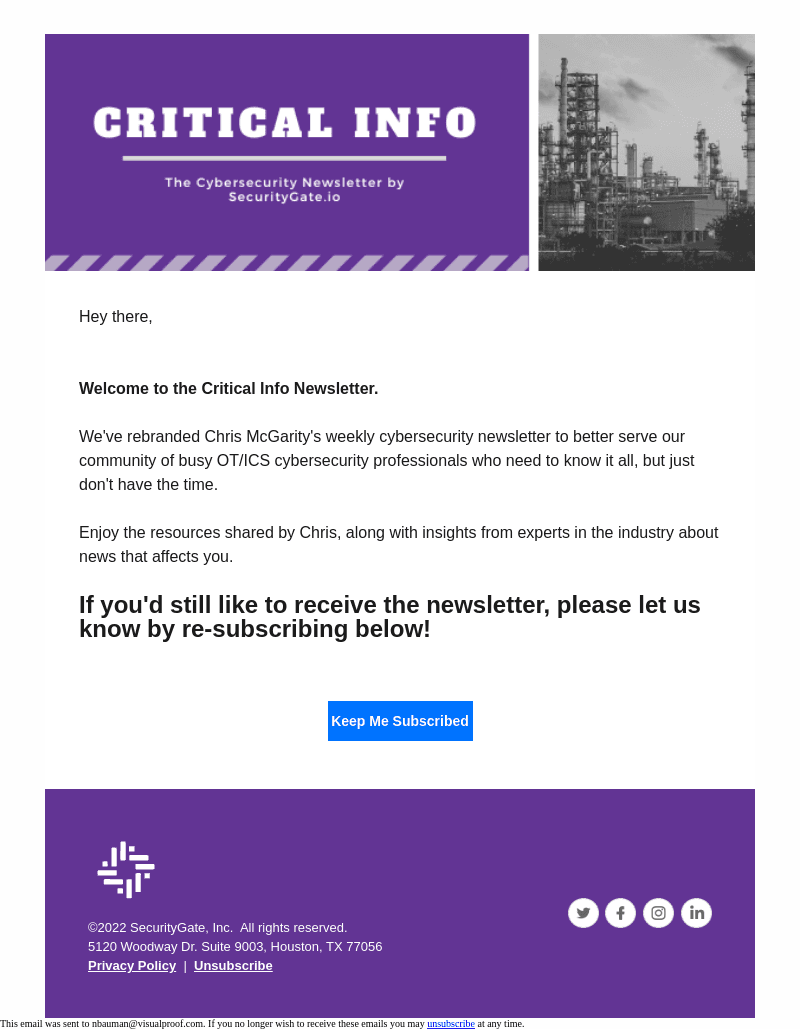 Hey there, keep receiving critical infrastructure news