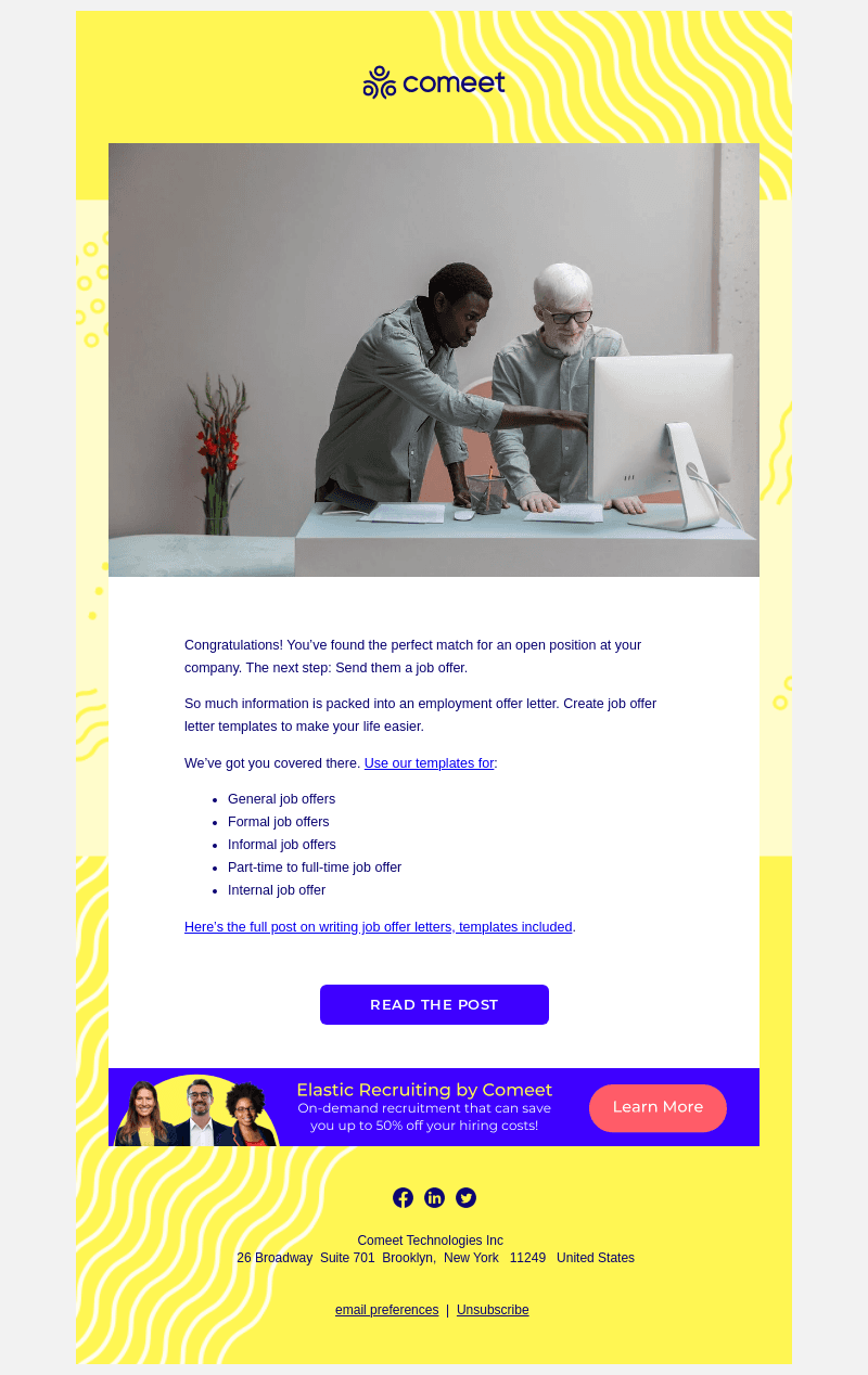 Create job offer letters with our templates