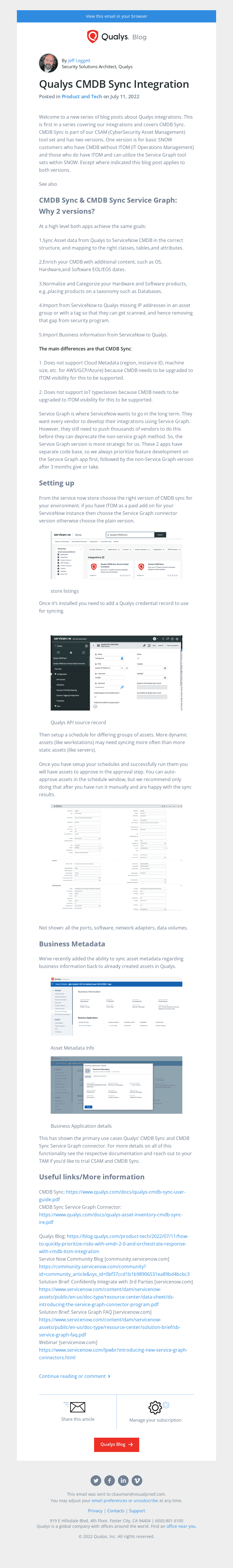 Read the latest post - Qualys CMDB Sync Integration