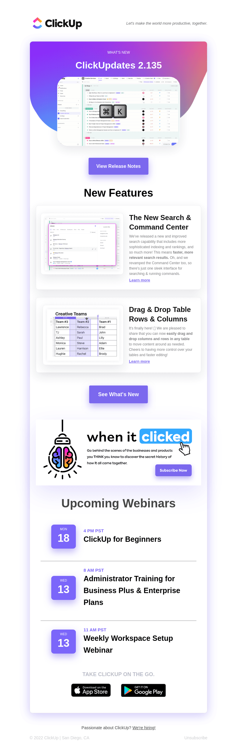 Better & faster Search, Drag & drop table rows and columns, plus more!