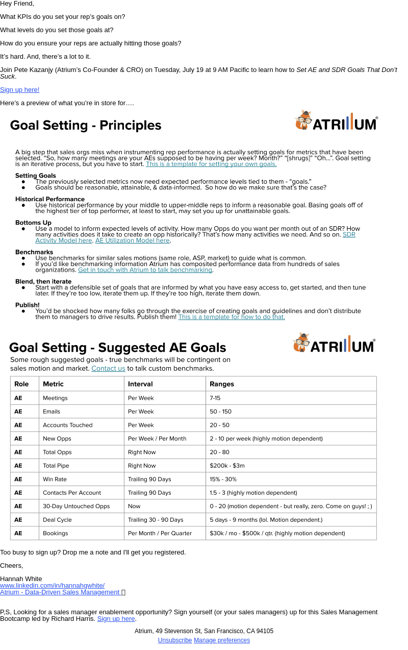 Set AE & SDR goals that don't suck...