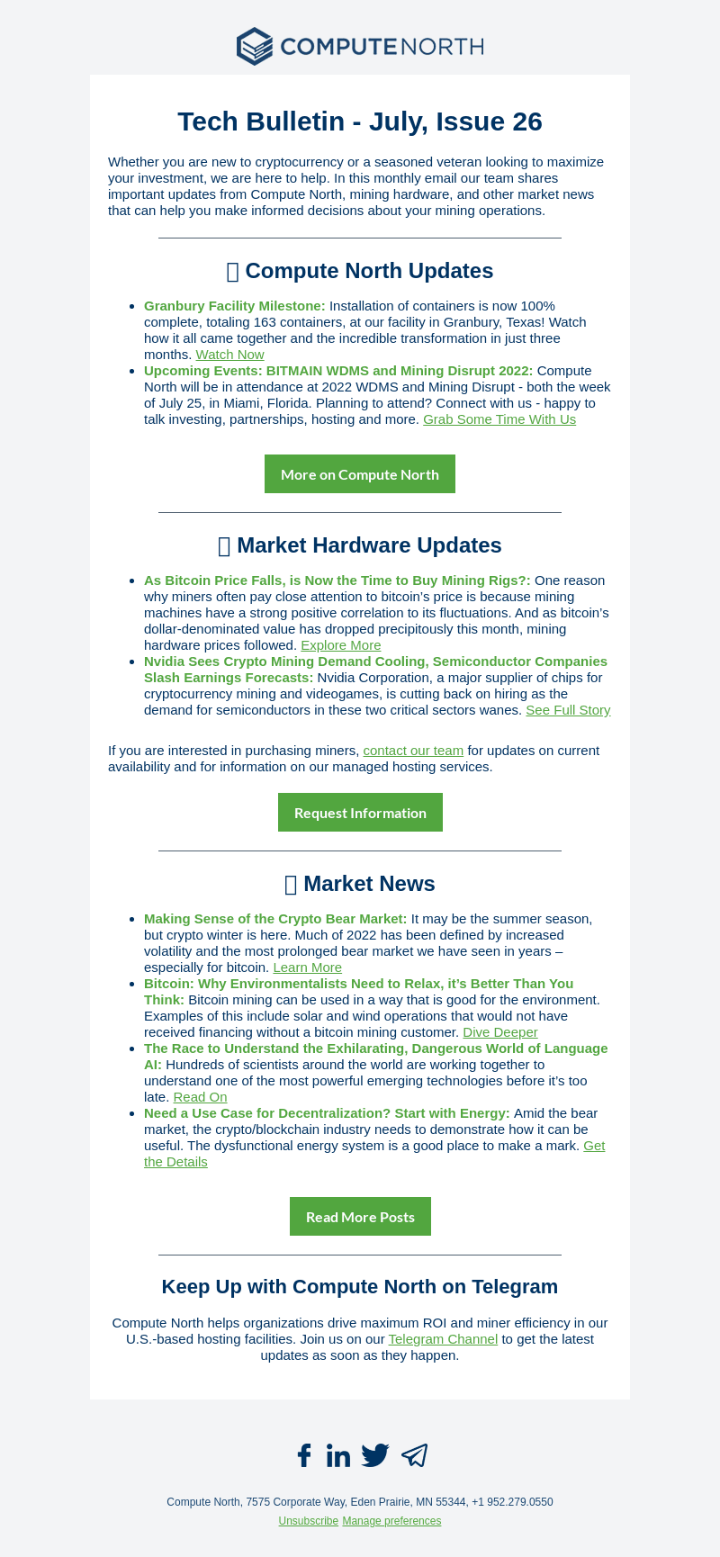 Compute North email from Thu, Jul 14, 2022