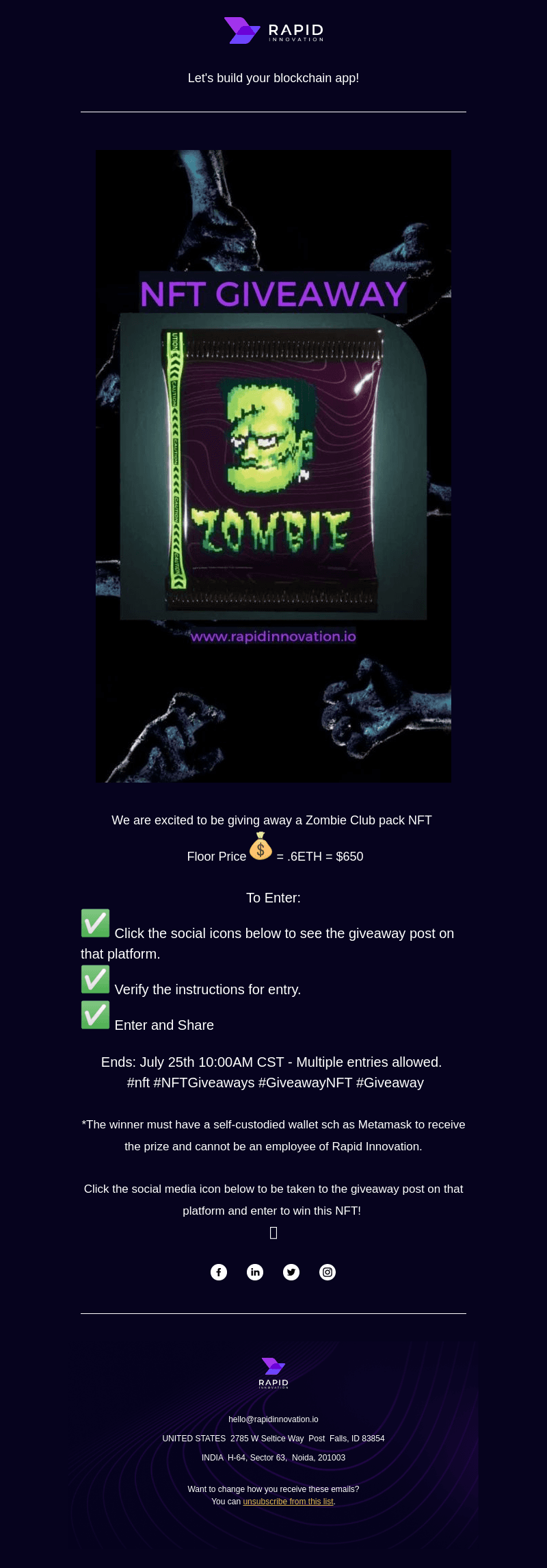 July NFT Giveaway 🧟