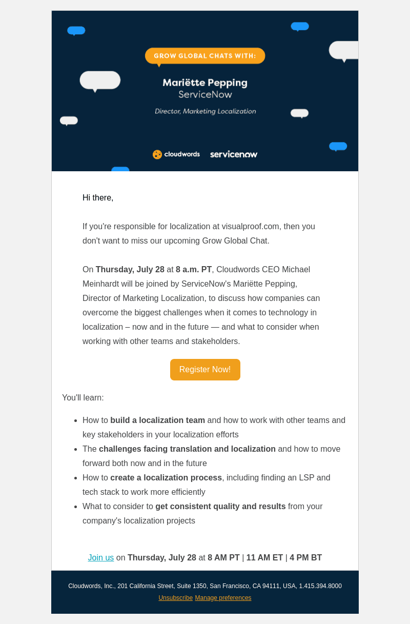 Cloudwords email from Thu, Jul 21, 2022
