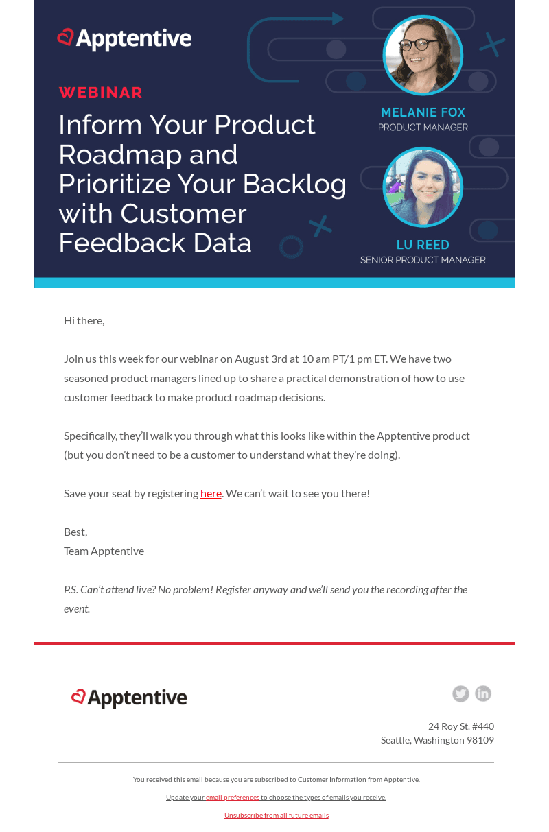 Apptentive email from Mon, Aug 1, 2022