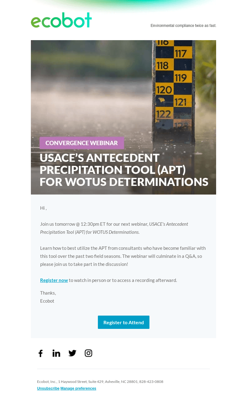 Webinar Tomorrow! USACE's Antecedent Precipitation Tool (APT)