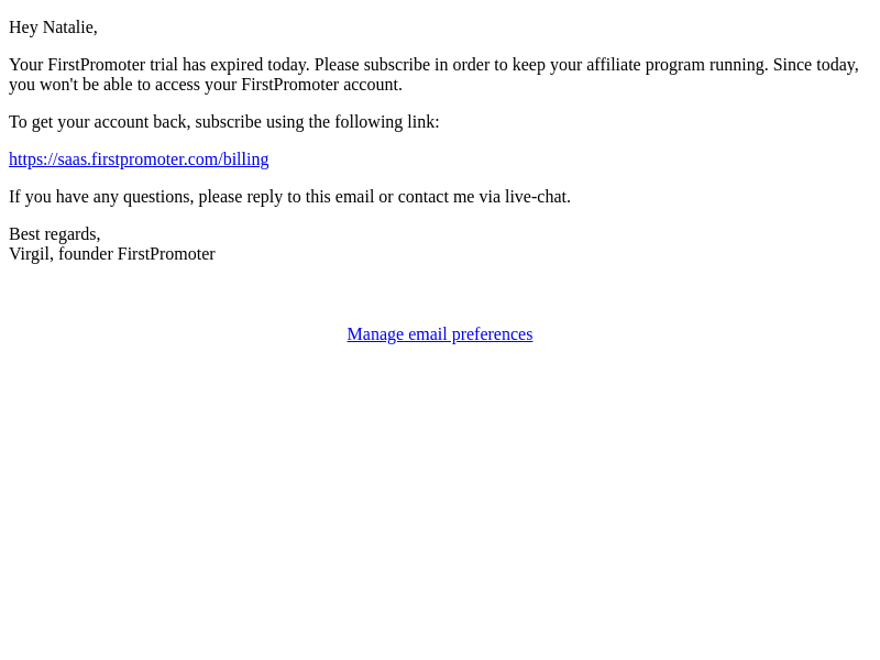 Your FirstPromoter trial is over