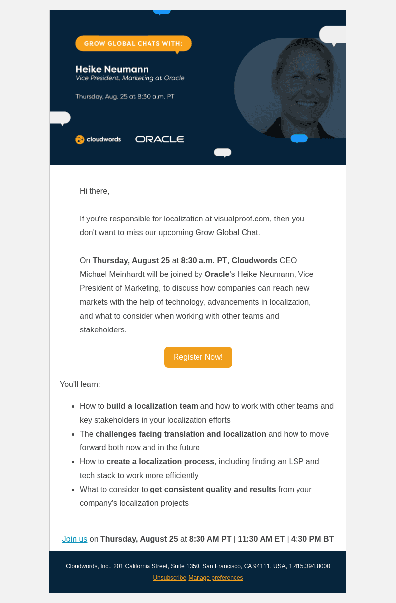 Cloudwords email from Thu, Aug 18, 2022