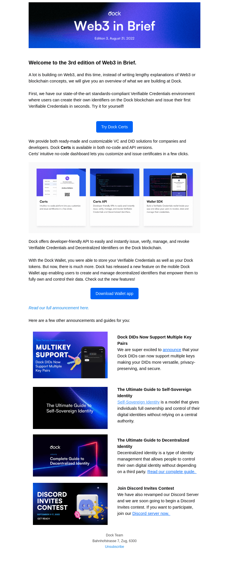 BUIDL with Web3. Try Dock Certs
