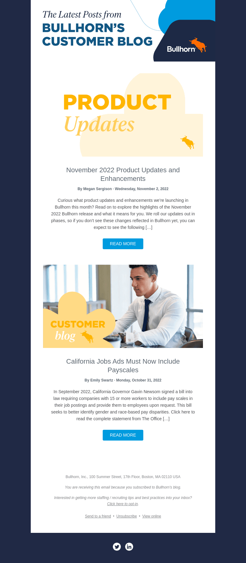 Bullhorn email from Mon, Nov 7, 2022