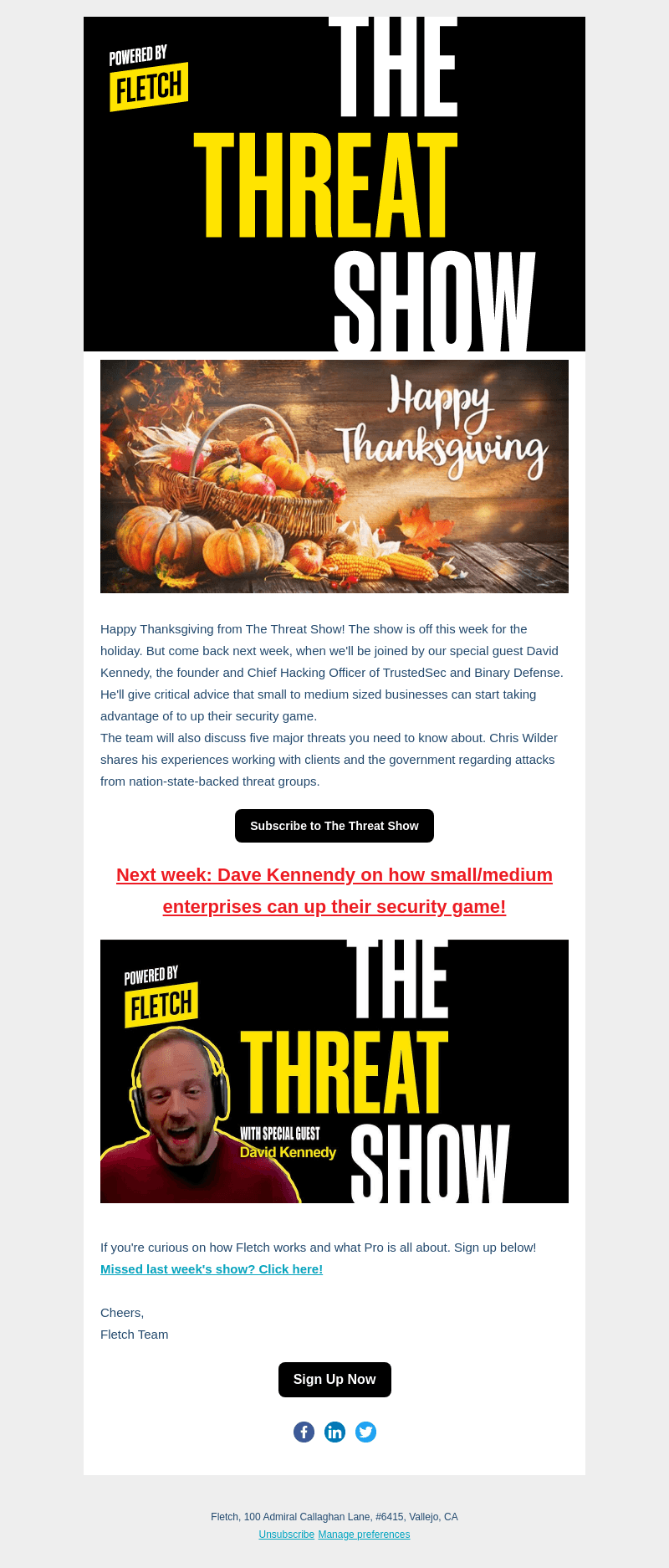 Fletch email from Wed, Nov 23, 2022