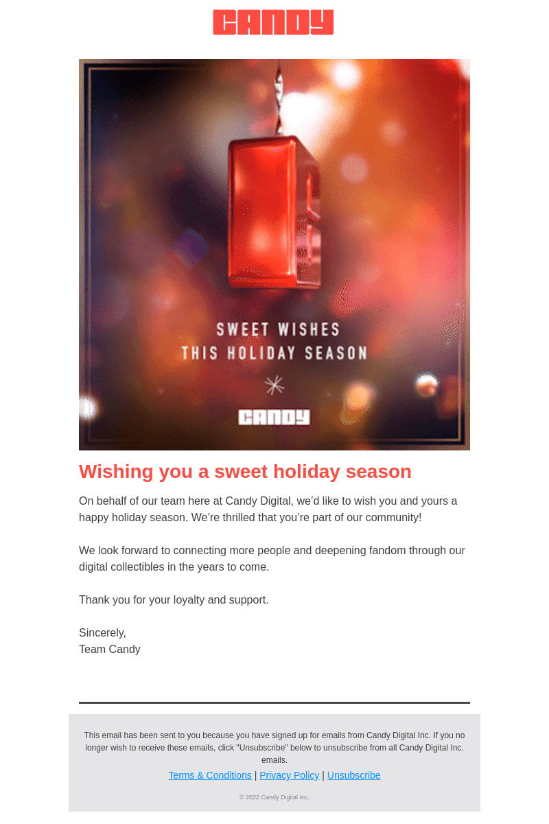 Candy Visual email from Thu, Dec 22, 2022