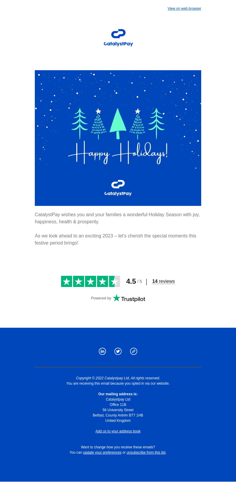 Catalyst Commerce email from Fri, Dec 23, 2022