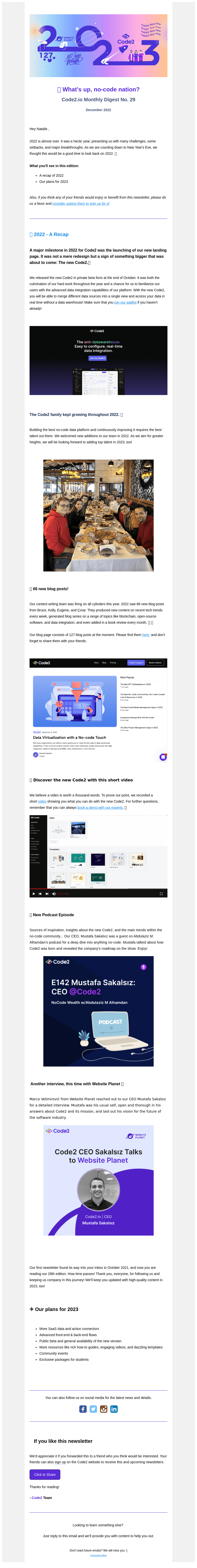 ☃️ 2022 - A Recap of the Year from Code2 / December Digest No. 29