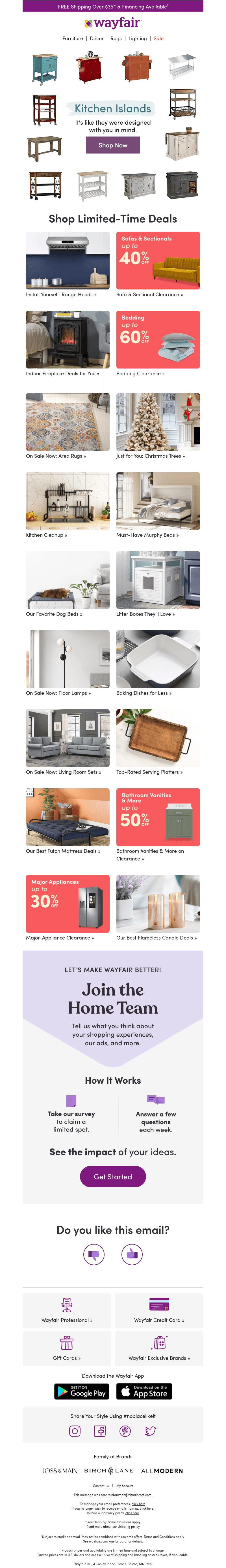 KITCHEN ISLANDS: rated *high* and priced *low*.