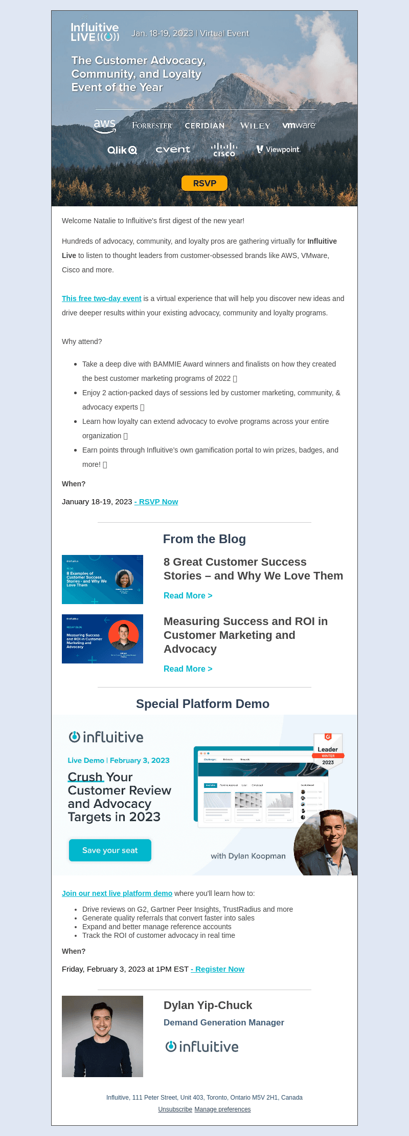 Influitive email from Wed, Jan 11, 2023