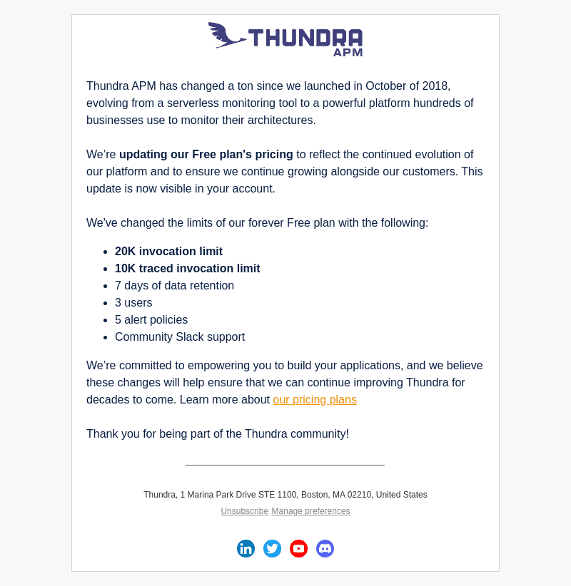 Thundra email from Thu, Jan 19, 2023