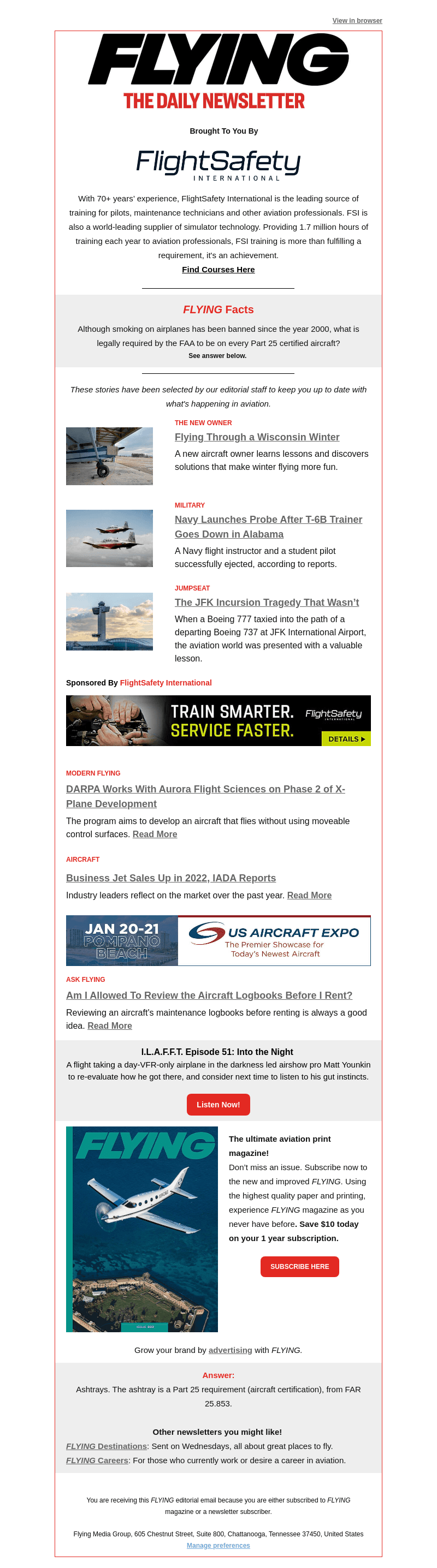 Flying Magazine email from Thu, Jan 19, 2023
