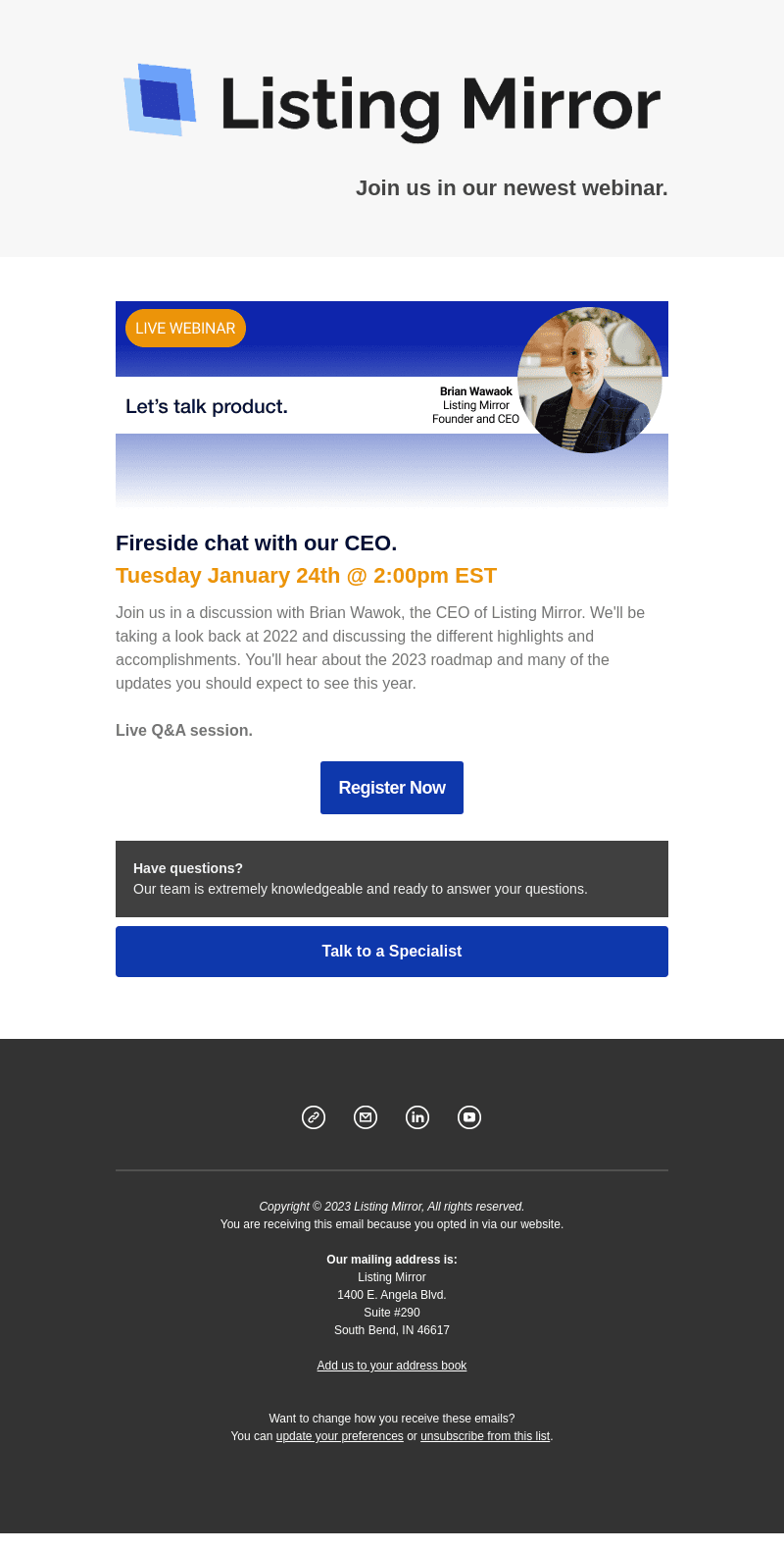 TOMORROW is our webinar. Register now.