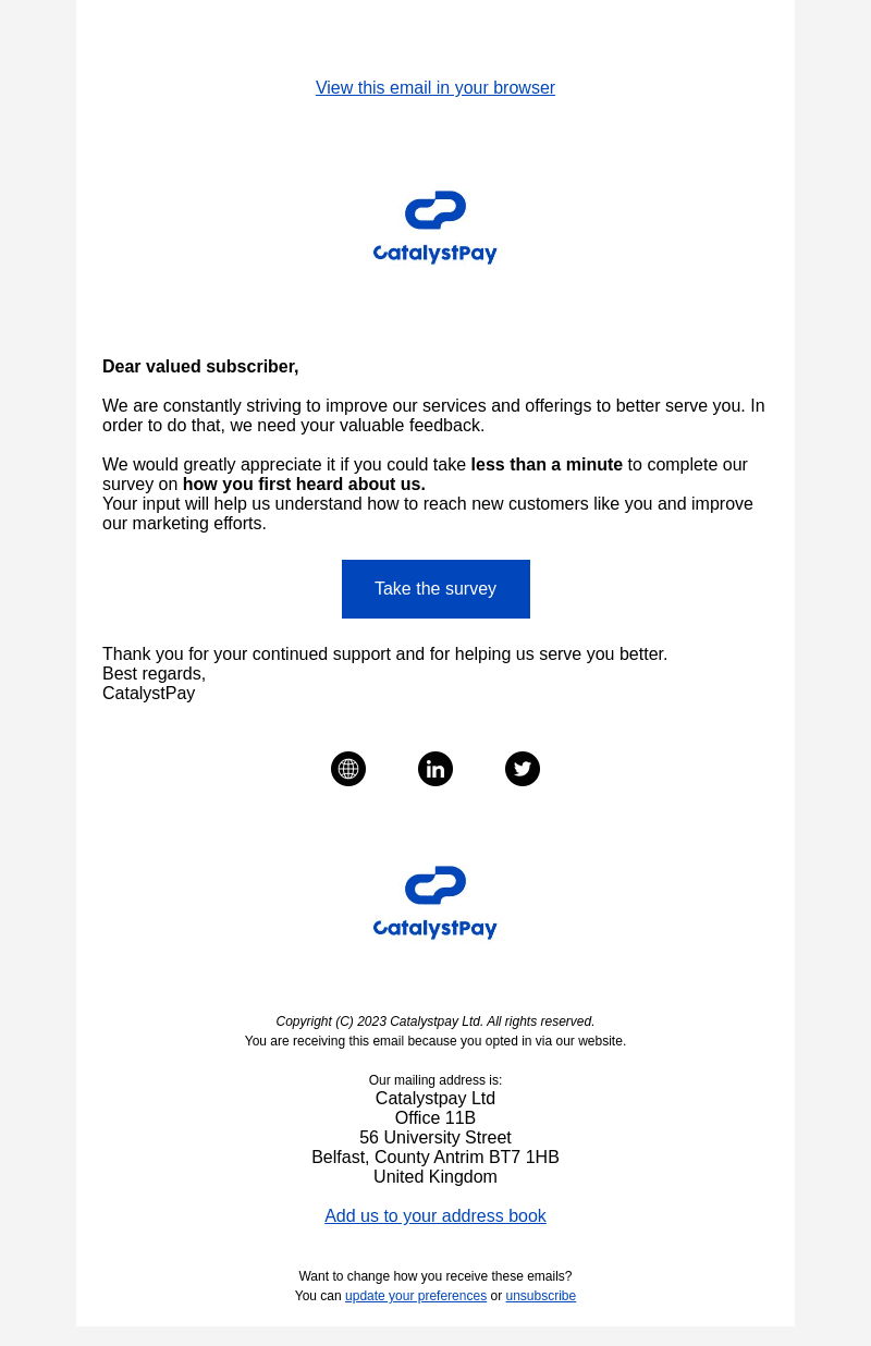 Catalyst Commerce email from Wed, Jan 25, 2023