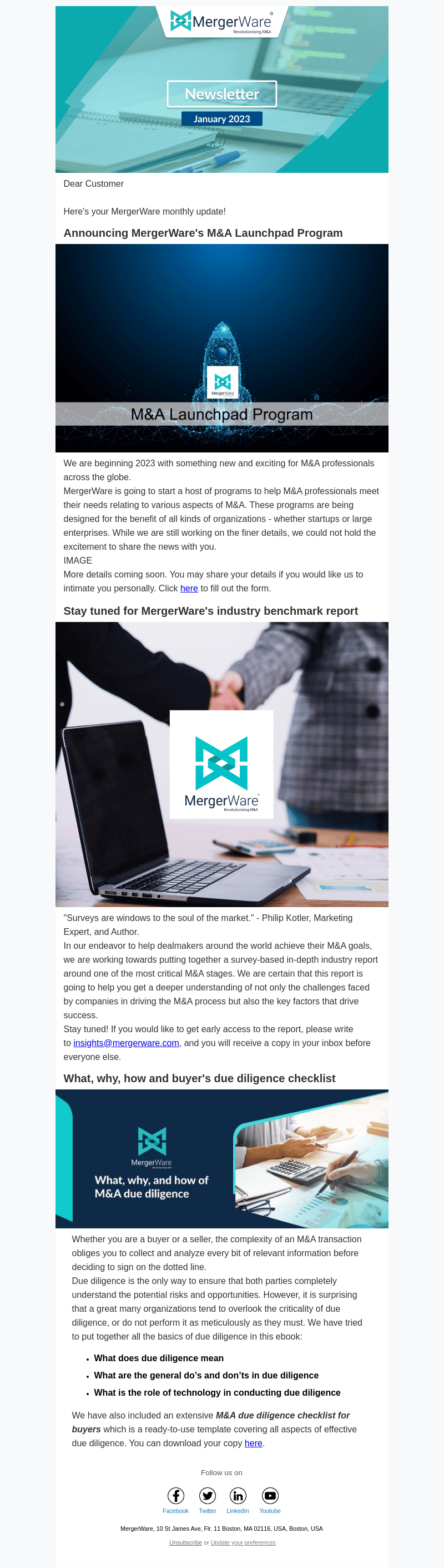 Your monthly MergerWare roundup for January is here!