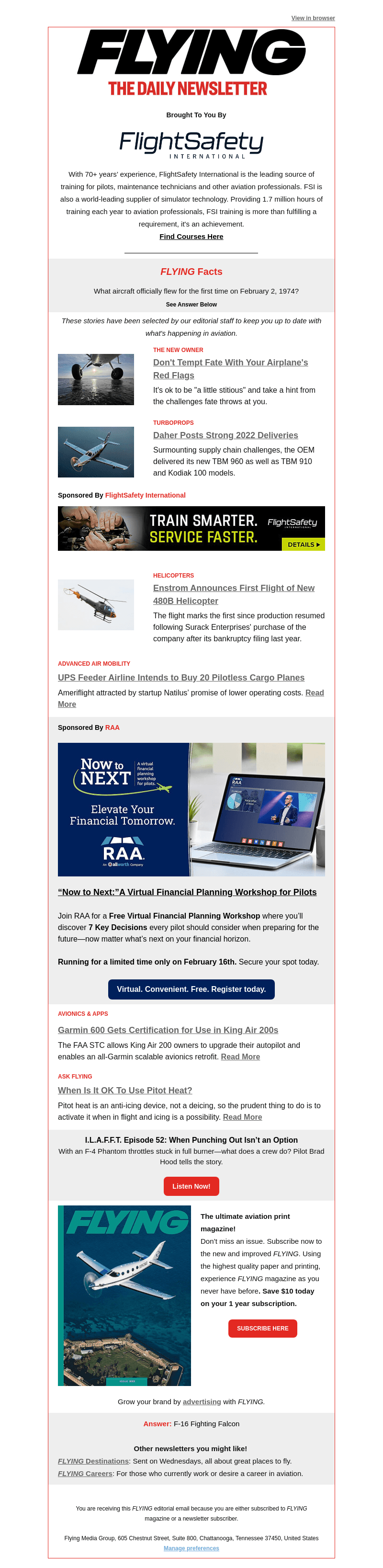 Flying Magazine email from Thu, Feb 2, 2023