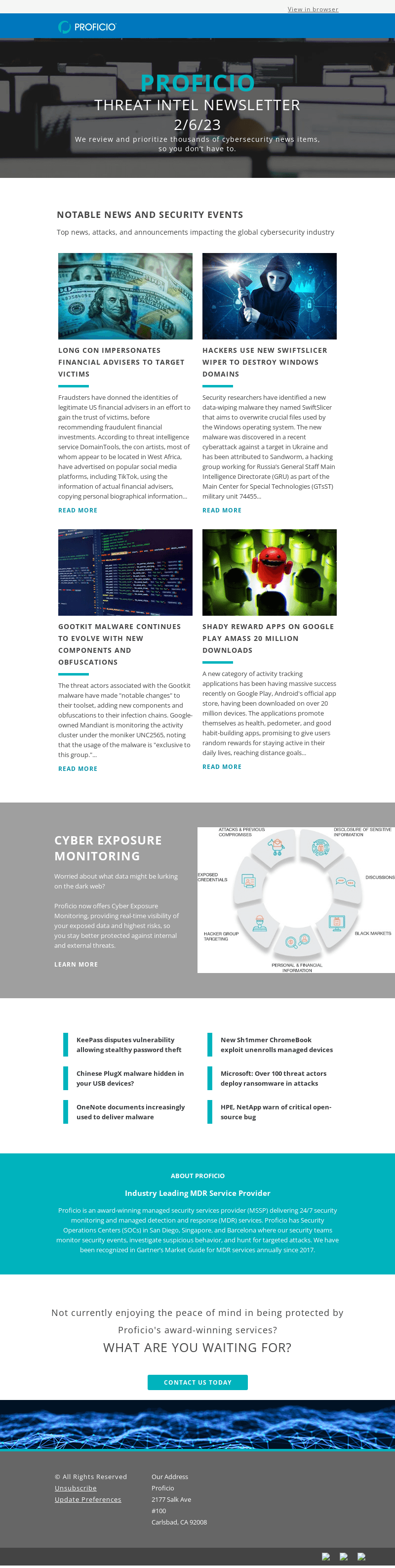Proficio Threat Intel Newsletter 2.6.23