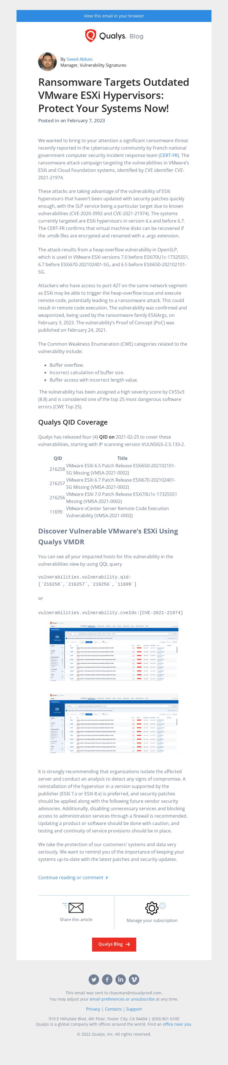 Read the latest post - Ransomware Targets Outdated VMware ESXi Hypervisors: Protect Your Systems Now!