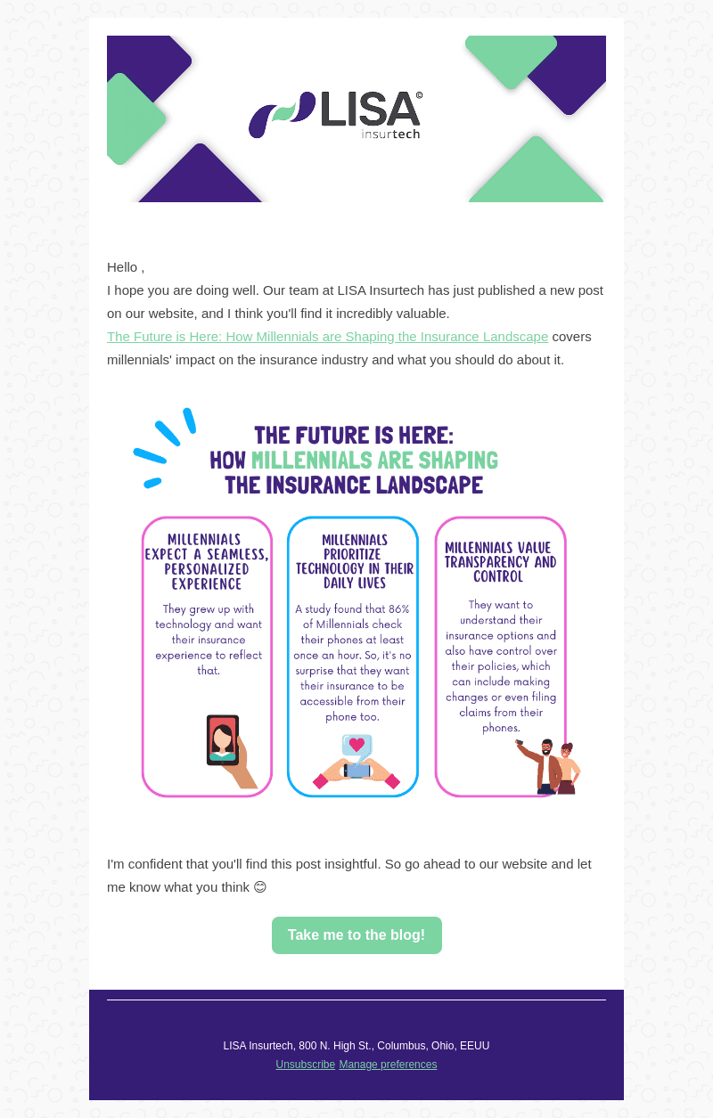 LISA Insurtech email from Wed, Feb 8, 2023