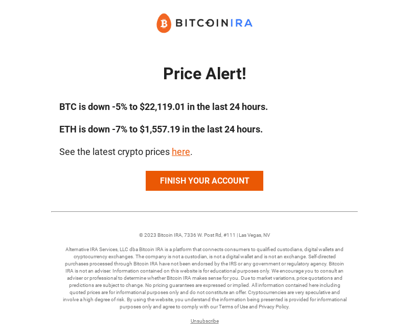[Price alert] BTC is down -5% and ETH is down -7%