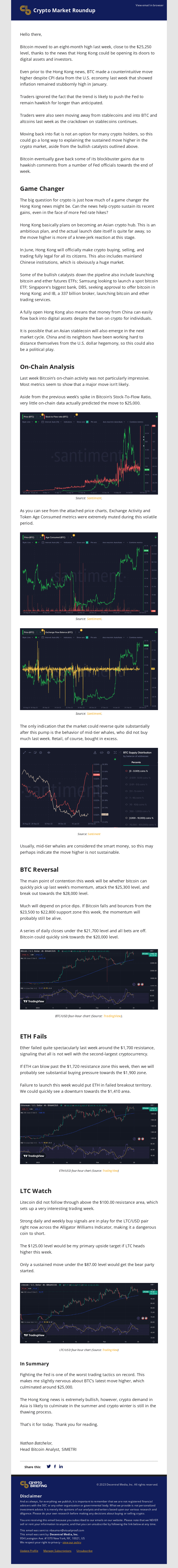 Crypto Market Roundup: Hong Kong Roller Coaster